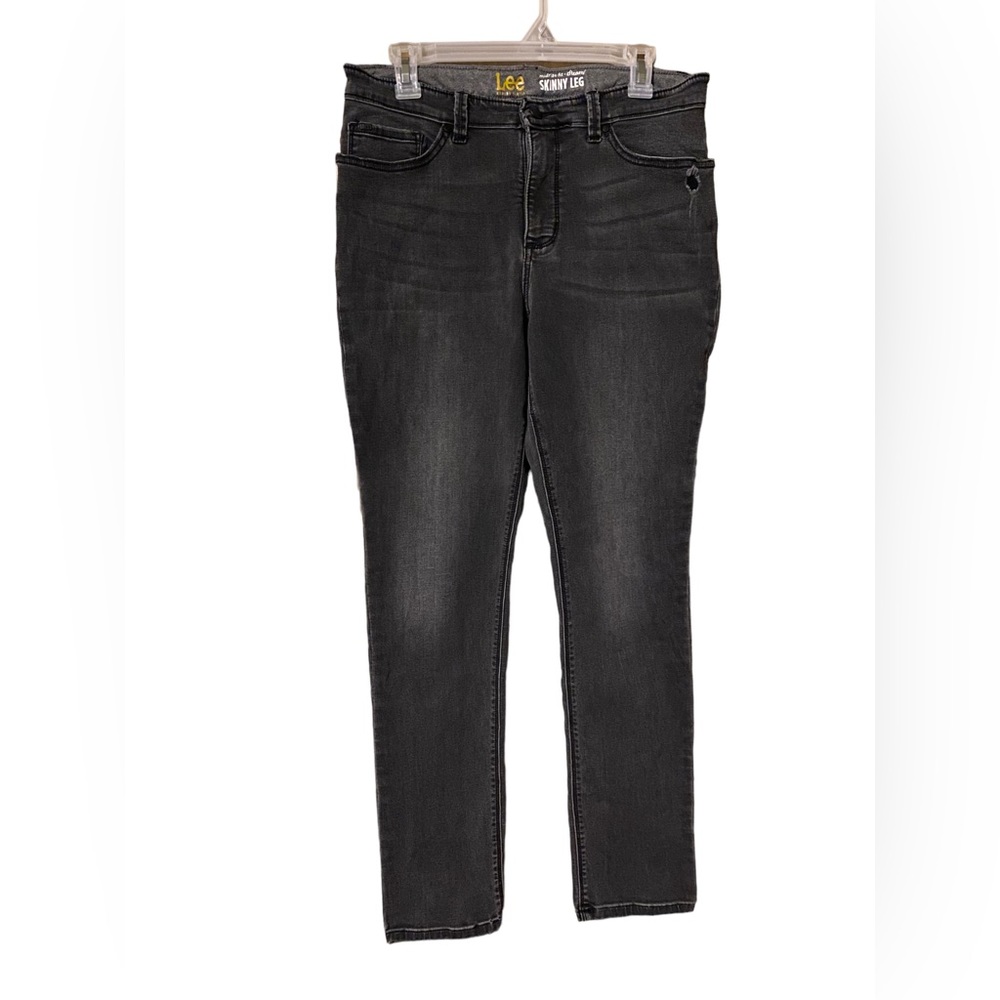 Lee Modern Series Dream Jeans Size 14 Medium Black Skinny Distress Stretch Denim